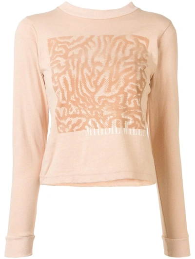 Maisie Wilen Textured Print Long Sleeve T-shirt In Beige In Brown