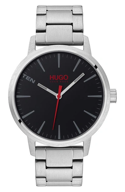 Hugo Boss Stand Bracelet Watch, 42mm In Silver/ Black/ Silver