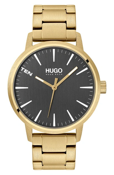 Hugo Boss Hugo Stand Bracelet Watch, 42mm In Gold/ Gray/ Gold