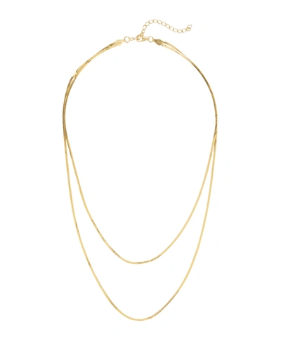 Argento Vivo Double Row Herringbone Chain Necklace In Gold