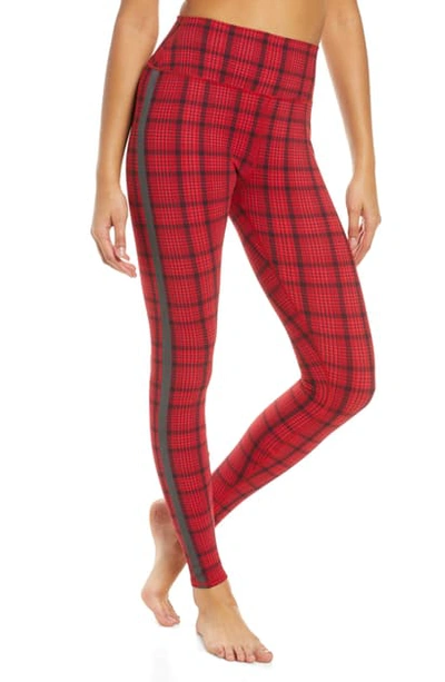 Alo Yoga Occasion Plaid Active Leggings In Red