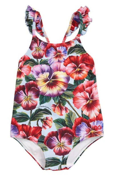 Dolce & Gabbana Girl's Blooming Floral One-piece Swimsuit, Size 12-30 Months In Violette Fdo.azzurro