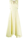 3.1 Phillip Lim / フィリップ リム Sleeveless Poplin V-neck Dress With Utility Tie Detail In Yellow
