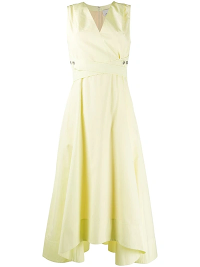 3.1 Phillip Lim / フィリップ リム Sleeveless Poplin V-neck Dress With Utility Tie Detail In Yellow