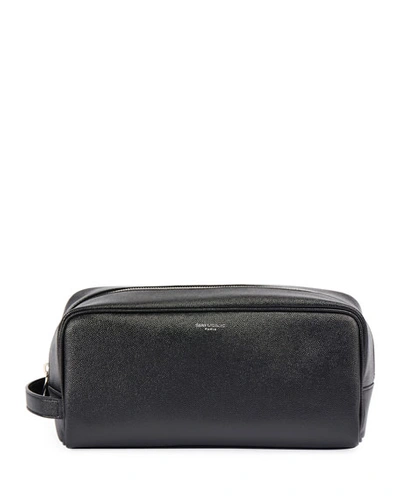 Saint Laurent Men's Leather Toiletry Bag In Black