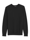 Theory Riland Pique Cotton Crewneck Sweater In Black