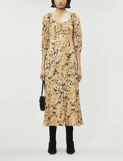 Whistles Leopard-print Silk-crepe Midi Dress In Multi-coloured