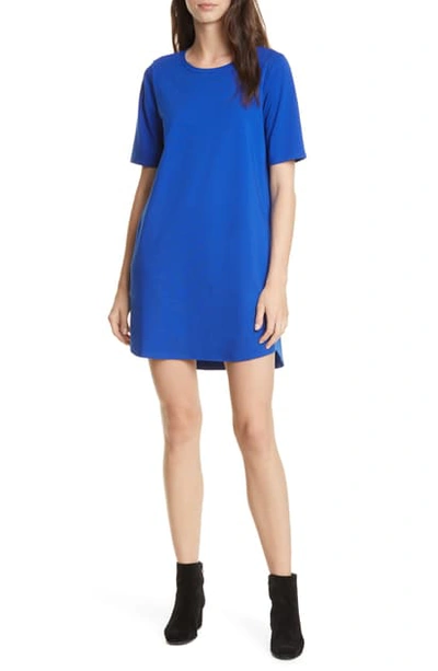 Eileen Fisher Stretch Organic Cotton Jersey Elbow-sleeve Dress In Royal