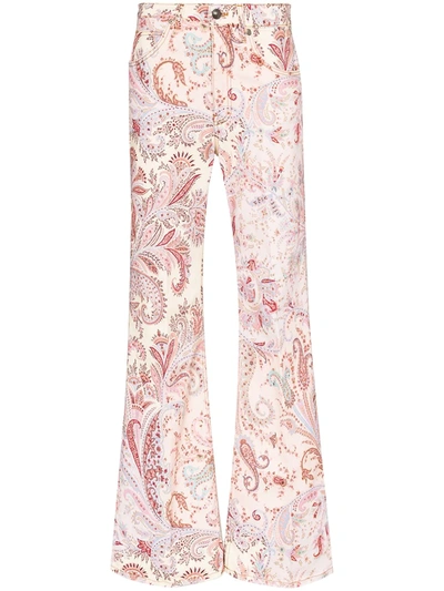 Etro Paisley Boot-cut Jeans, Light Pink