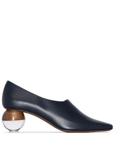 Neous Orchis Leather Spherical-heeled Pumps In Blue