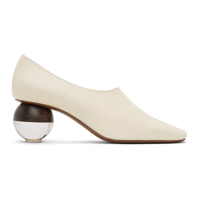 Neous Orchis Leather Spherical-heeled Pumps In Cream