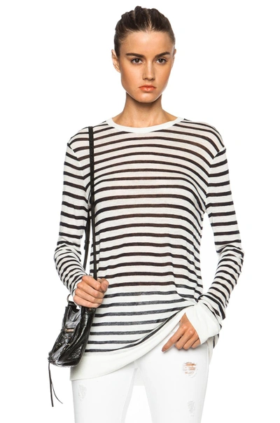 Alexander Wang T Striped Cropped Tee In Ink And Ivory