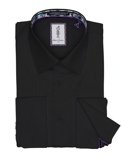 Robert Graham Whitby Tonal Stripe Regular Fit Dress Shirt In Black