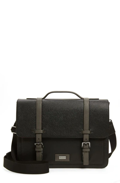 Ted Baker Advntr Textured Faux Leather Satchel In Black