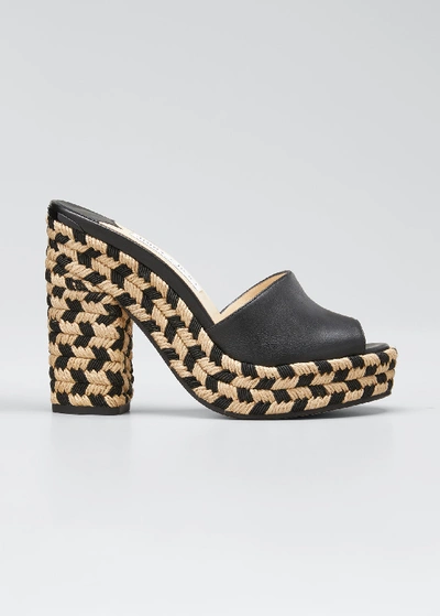 Jimmy Choo Women s Deedee 125 High Block heel Platform Slide Sandals In Black natural Leather ModeSens