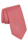 Ferragamo Laccio Geometric-pattern Silk Tie In Red