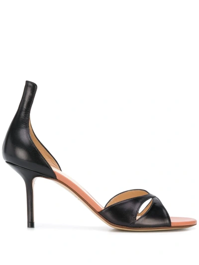 Francesco Russo Cross-over Strap Leather Sandals In Black