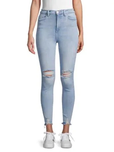 Dl1961 Distressed High-rise Skinny Jeans In Blue