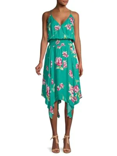 Parker Nolen Floral Flowy Sleeveless Dress In Teal Magno