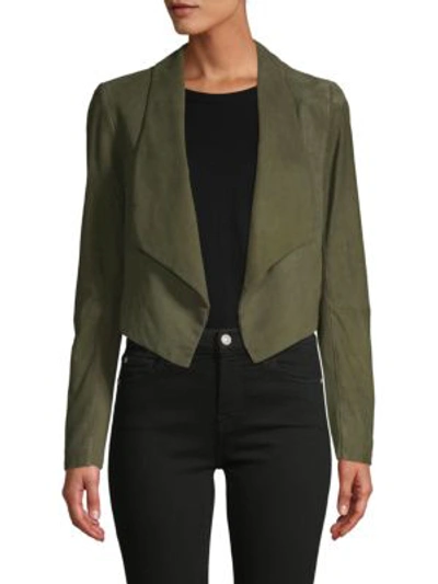 Alice And Olivia Harvey Suede Open-front Jacket In Moss