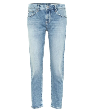 Ag High-rise Raw-hem Slim Straight Ankle Jeans In 16 Years