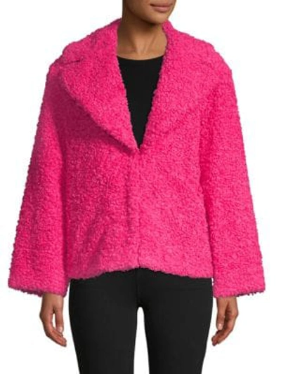 Alice And Olivia Thora Oversized Faux Fur Jacket In Bright Pink
