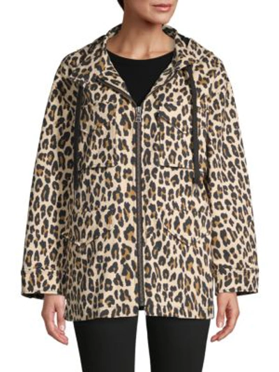 Alice And Olivia Printed Stretch-cotton Hooded Jacket In Textured Leopard