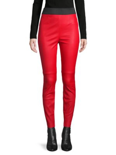 Dolce & Gabbana Leather Skinny Pants In Red