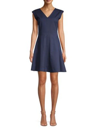 Draper James Fit-and-flare Cotton Chino Dress In Nassau Navy