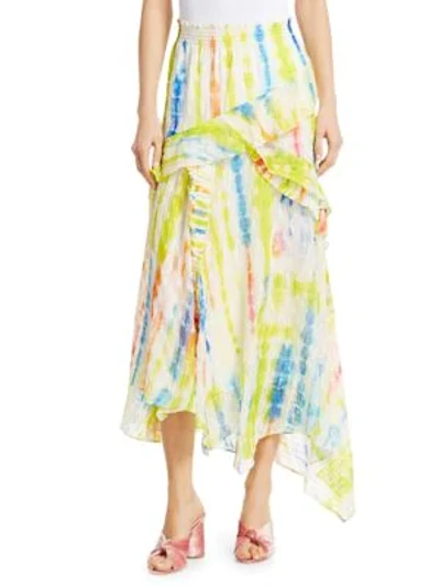 Tanya Taylor Teresa Silk-blend Asymmetric Midi Skirt In Tie Dye