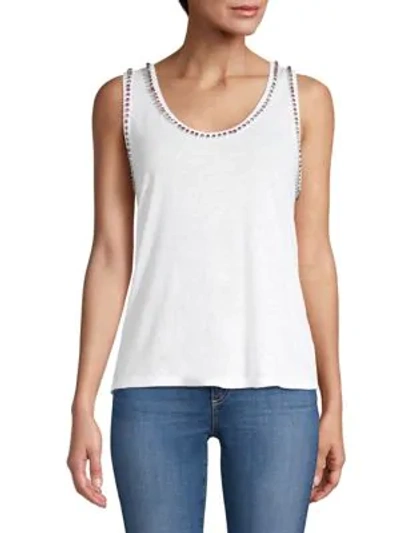 Generation Love Zia Crystal Studded Linen-blend Tank Top In White