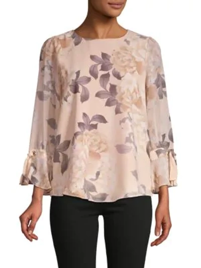 Calvin Klein Floral Blouse In Blush Combo