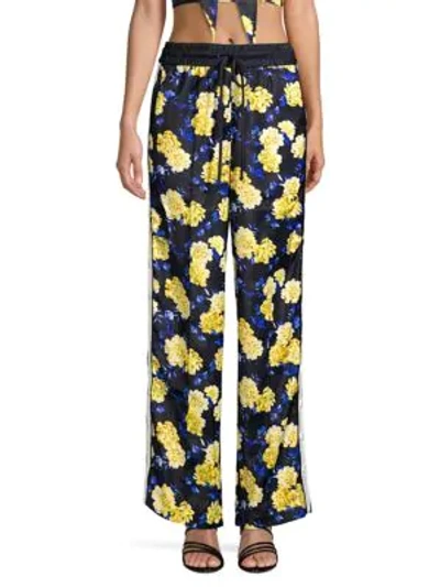 Kendall + Kylie Floral Drawstring Pants In Yellow Floral