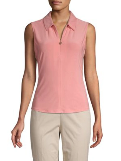 Tommy Hilfiger Half-zip Sleeveless Top In Sorbet