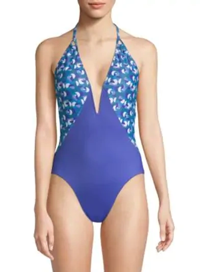 Thorsun Natalie Printed One-piece Swimsuit In Blue