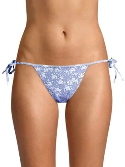 Gottex Skinny Tie Floral Bikini Bottom In Blue Floral