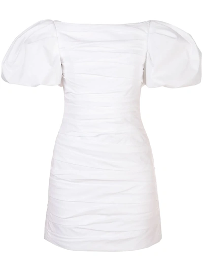 Khaite Shelly Gathered Puff-sleeve Mini Dress In White
