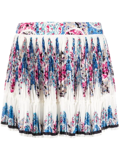 Isabel Marant Novoli Printed Pleated Skirt In White Blue