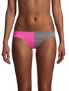 Pq Women's Colorblock Low-rise Bikini Bottom In Hot Pink Grey