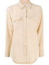 Equipment Signature Slim-fit Polka Dot Silk Shirt In Safari/nature White