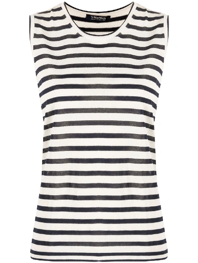 Max Mara Cocoo Fine Striped Tank Top In Navy White