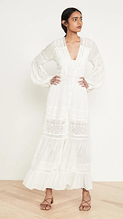 Free People Lisa Lace Eyelet Midi Shirtdress In Ivory | ModeSens