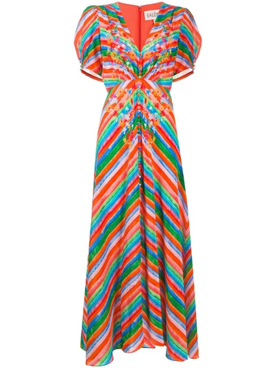 Saloni Lea Print Silk Maxi Dress In Multicolor