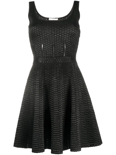 Alexander Mcqueen Geometric Knitting Short Dress In Black