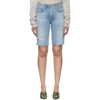 Citizens Of Humanity Libby Relaxed Distressed Denim Shorts In Seventeen Light Vintage Blue