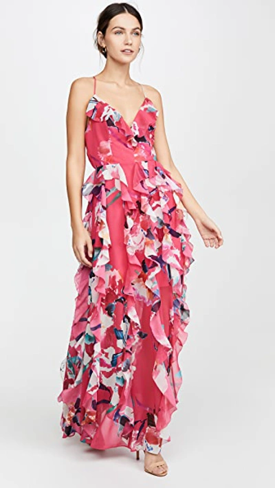 Fame And Partners The Madeline Dress In Sorrento Floral Hot Pink