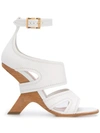 Alexander Mcqueen Women's Curved-heel Leather Sandals In White