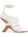 Alexander Mcqueen Curved-heel Leather Sandals In White
