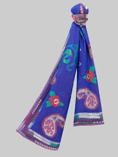 Etro Scarf Fil Coupe 70 X 200 In Electric Blue