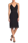 Astr Lace V-neck Sheath Dress In Black